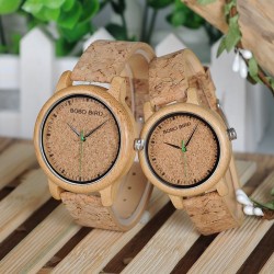 Bamboo wood watch - Quartz - handmade - cork strap - for her - for him - for couplesWatches
