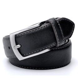 Cintura da uomo di design - vera pelle - fibbia in metallo - nero