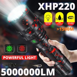 XHP220 / XHP120 - potente torcia a LED - torcia tattica / militare - USB - impermeabile - zoomabile - 5000000 LM