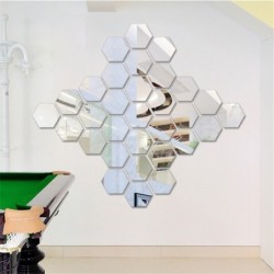 Hexagon shaped mirror - wall sticker - 12 piecesWall stickers
