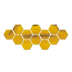 Hexagon shaped mirror - wall sticker - 12 piecesWall stickers