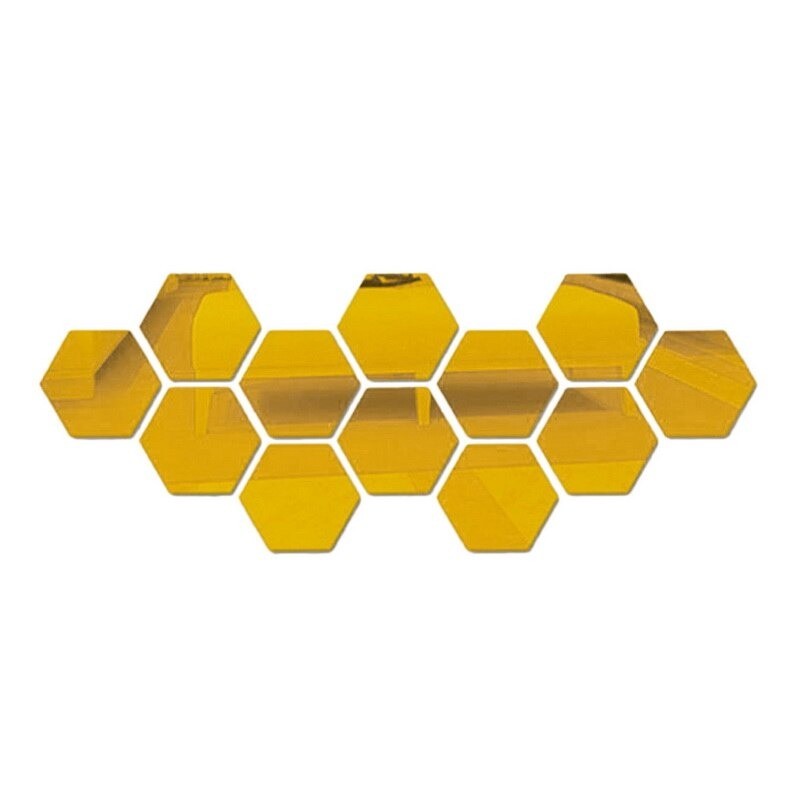 Hexagon shaped mirror - wall sticker - 12 piecesWall stickers