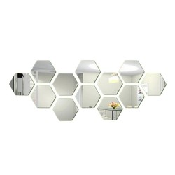 Hexagon shaped mirror - wall sticker - 12 piecesWall stickers