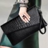 Vintage small clutch - shoulder bag - crocodile skin pattern - with zipperHandbags