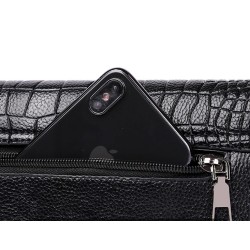 Vintage small clutch - shoulder bag - crocodile skin pattern - with zipperHandbags