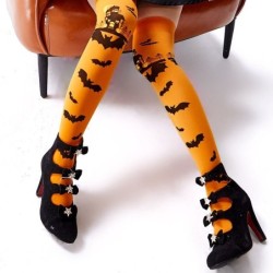 Calze al ginocchio di Halloween - zucca - pipistrello