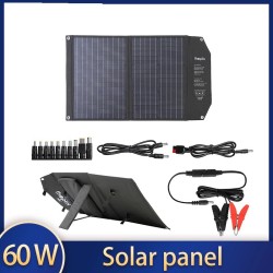 Pannello solare - caricabatteria solare - doppia uscita - pieghevole - 60W - kit