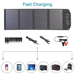 Panneau solaire 120W - chargeur rapide pliable - pour téléphone / appareil photo / ordinateur portable