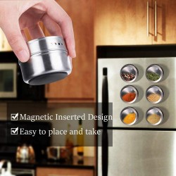 Portaspezie magnetici - con etichette - con supporto a parete - in acciaio inox