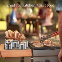 Portaspezie magnetici - con etichette - con supporto a parete - in acciaio inox