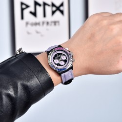 PAGANI DESIGN - orologio meccanico / automatico - lunetta arcobaleno - impermeabile - cinturino in pelle / nylon