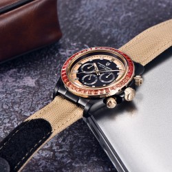 PAGANI DESIGN - orologio meccanico / automatico - lunetta arcobaleno - impermeabile - cinturino in pelle / nylon