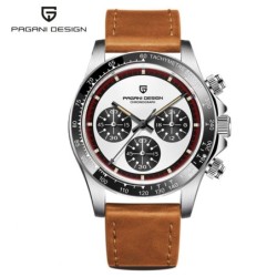 Pagani Design - montre à quartz automatique - verre saphir - chronographe - cuir - acier inoxydable