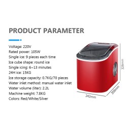 Mini automatic electric ice making machine - ice cubes maker - 15 kg/24H - 220VBar supply