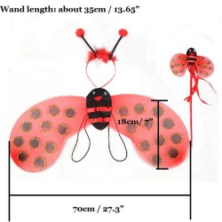 Déguisement fille - coccinelle rouge - abeille jaune - ailes - bandeau - baguette - jupe