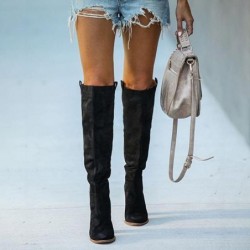 Knee height suede boots - thick heelBoots