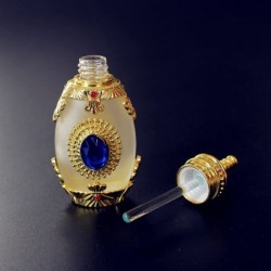Flacon de parfum ancien - verre dépoli - cristal - avec compte-gouttes en verre - 15 ml