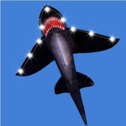 Aquilone squalo nero - con luci a LED