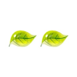Boucles d'oreilles puces petites feuilles vertes - plaqué argent