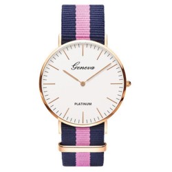 GENEVA - montre à quartz - avec bracelet en toile colorée - unisexe