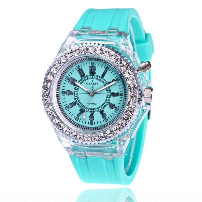 GINEVRA - Orologio al quarzo - cristalli - cinturino in silicone - con luce LED