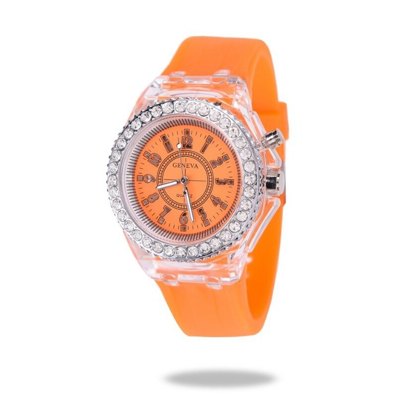 GINEVRA - Orologio al quarzo - cristalli - cinturino in silicone - con luce LED
