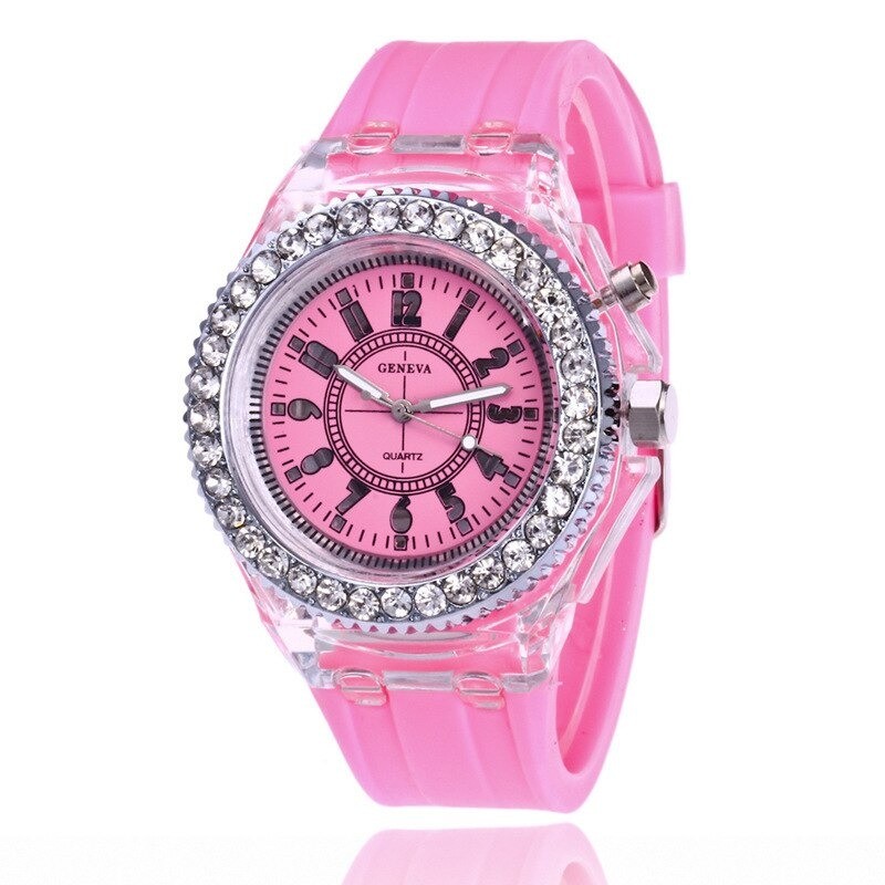 GINEVRA - Orologio al quarzo - cristalli - cinturino in silicone - con luce LED