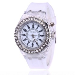 GINEVRA - Orologio al quarzo - cristalli - cinturino in silicone - con luce LED