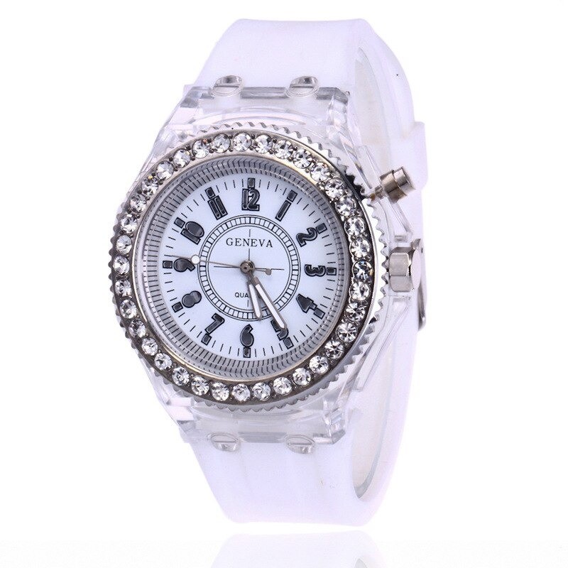 GINEVRA - Orologio al quarzo - cristalli - cinturino in silicone - con luce LED