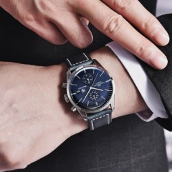 BENYAR - montre de sport à Quartz - étanche 100m - bracelet cuir