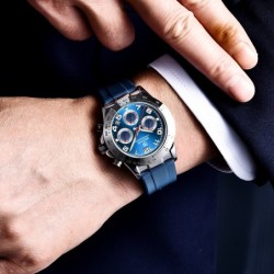 BENYAR - montre en acier inoxydable - Quartz - chronographe - étanche 30M - bracelet en caoutchouc