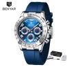 BENYAR - montre en acier inoxydable - Quartz - chronographe - étanche 30M - bracelet en caoutchouc