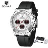 BENYAR - montre en acier inoxydable - Quartz - chronographe - étanche 30M - bracelet en caoutchouc
