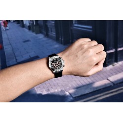 BENYAR - montre en acier inoxydable - Quartz - chronographe - étanche 30M - bracelet en caoutchouc