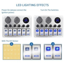 Waterproof metal rocker - toggle switch panel - circuit breaker - USB - 4 / 6 gangTools & maintenance