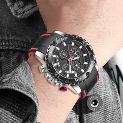 LIGE - montre de sport à quartz - lumineuse - étanche - bracelet en silicone