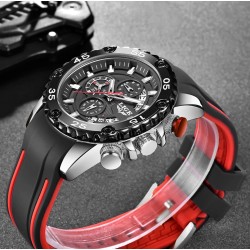 LIGE - montre de sport à quartz - lumineuse - étanche - bracelet en silicone