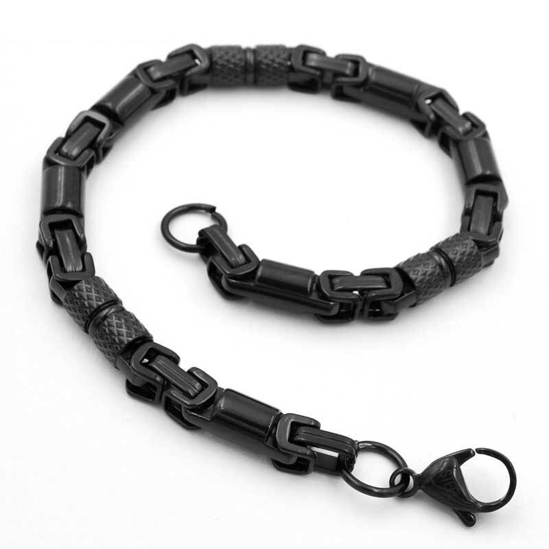 Bracelet en acier inoxydable 316L - chaîne à maillons byzantins géométriques - unisexe