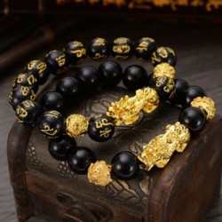 Bracciale Feng Shui - con perline di pietra - unisex