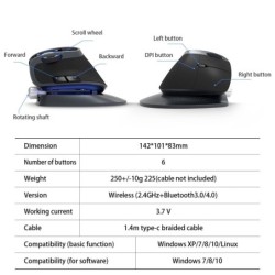 Delux - M618X - mouse verticale wireless - angolo regolabile - Bluetooth