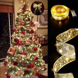Nastro LED ricamato - Decorazione albero di Natale - funzionamento a batteria