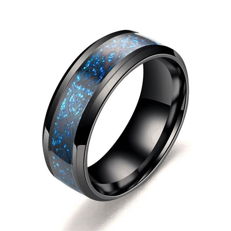 Bague élégante en acier inoxydable - motif dragon - mixte