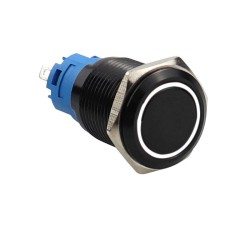Interruttore a pulsante nero LED - impermeabile - autobloccante fisso - 12mm / 16mm / 19mm / 22mm - 5V / 12V / 220V
