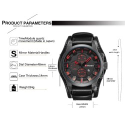 CURREN - orologio sportivo militare - Quarzo - cinturino in pelle - impermeabile