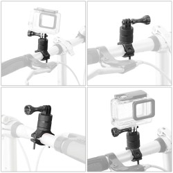 Supporto per manubrio bicicletta/moto - morsetto in metallo - supporto per fotocamera - girevole 360° - per fotocamere GoPro