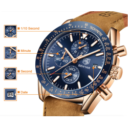 BENYAR - Orologio sportivo al quarzo - impermeabile - cinturino in pelle