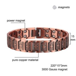Bracelet magnétique en cuivre - motif croix