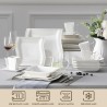 Elegant tableware - white porcelain dinner set - cups - saucers - platesCutlery