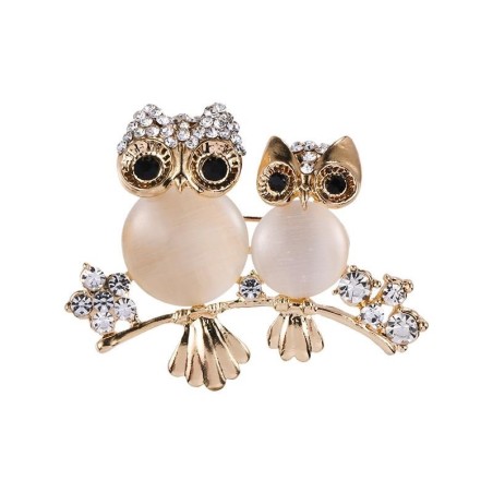 Double owl brooch - opal / crystalsBrooches
