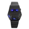 Montre tendance en acier inoxydable noir - tête de serpent - LED bleue